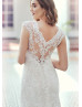 Cap Sleeves Ivory Lace Tulle V Back Romantic Wedding Dress Cap Sleeves Ivory Lace Tulle V Back Romantic Wedding Dress